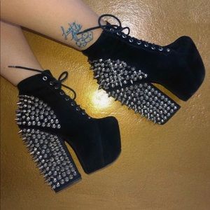 Jeffrey Campbell Freda Spike Black Suede platforms
